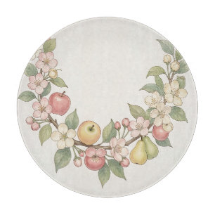 Planche À Découper Couronne de fruits de fleurs de pommier Botanique 