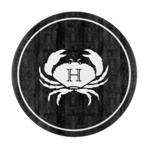Planche À Découper CRAB BLANC sur BLACK Élégantes bandes modernes