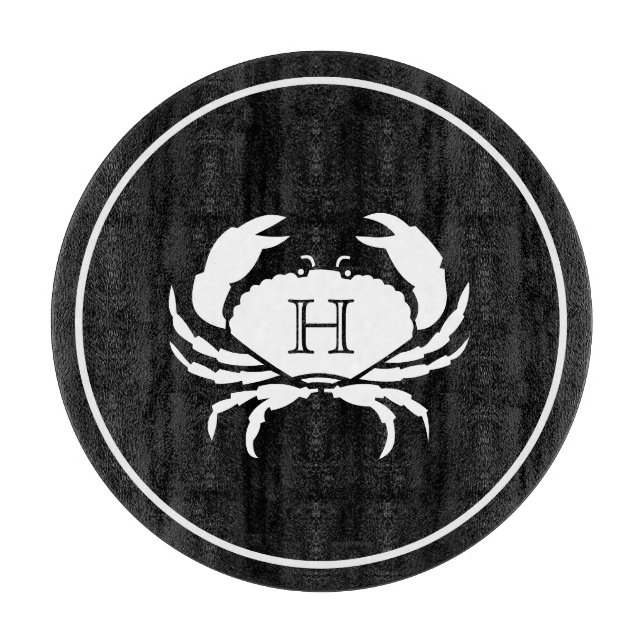 Planche À Découper CRAB BLANC sur BLACK Élégantes bandes modernes (Devant)