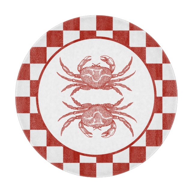 Planche À Découper Crabe à bois avec damier (Devant)