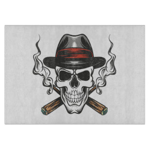Planche À Découper Crâne de gangster avec chapeau fedora