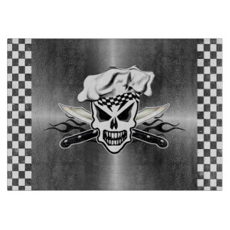 Planche À Découper Crâne et couteaux flamboyants 2 de chef de chef