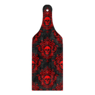 Planche À Découper Crâne rouge et noir gothique