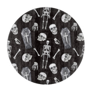 Planche À Découper Crânes déplaisants : Motif d'aquarelle d'Halloween