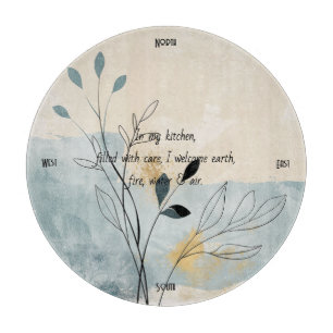 Planche À Découper Créez Votre Propre Aube Bleue Dorée Florale Minima