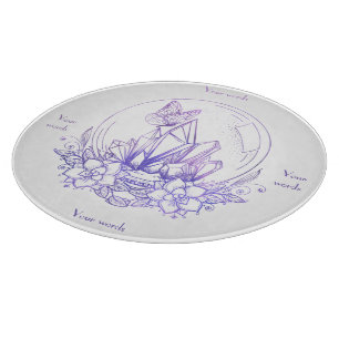 Planche À Découper Créez Votre Propre Boule de Cristal Violet & Fleur
