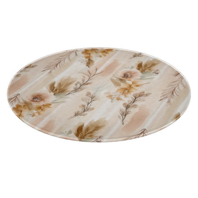 Planche À Découper Crème Rustique Floral Boho (Coin)