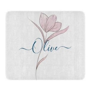Planche À Découper Croquis floral aquarelle personnalisée