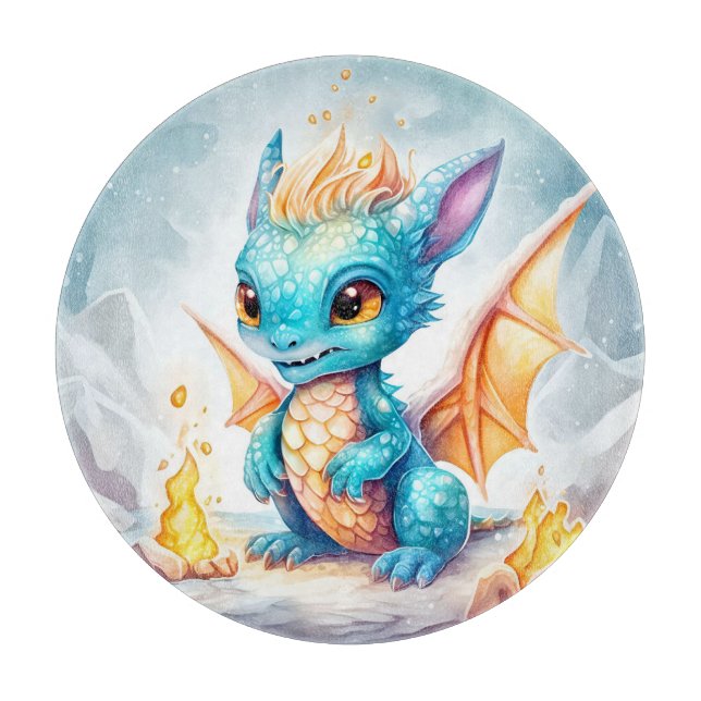 Planche À Découper Crystalized Cute Baby Dragon Bleu Bleu Bébé (Devant)