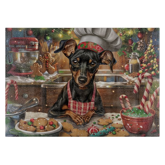 Planche À Découper Cuisine de vacances allemande Pinscher : Noël fest (Devant)