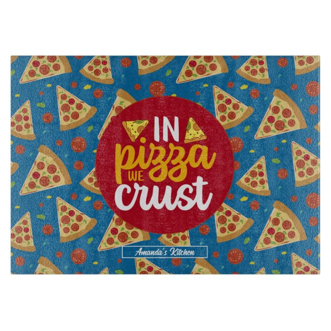 Planche À Découper Cuisine drôle Italien Pun de nourriture Retro Pizz (Devant)