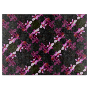 Planche À Découper Cuisine en verre - Orchidées violettes
