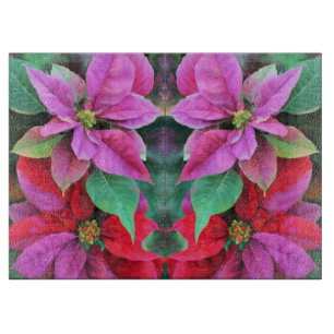 Planche À Découper Cuisine en verre - Poinsettias