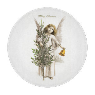 PLANCHE À DÉCOUPER CUISINE EN VERRE : VINTAGE NOËL ANGEL