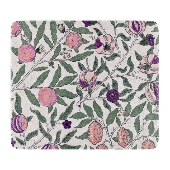 PLANCHE À DÉCOUPER CUISINE EN VERRE : WILLIAM MORRIS : POMEGRANATE (Devant)