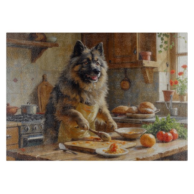 Planche À Découper Cuisine Keeshond dans la cuisine (Devant)
