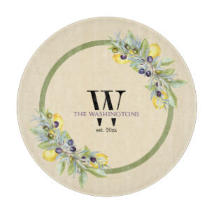 Planche À Découper Cuisine ronde aux citrons toscans