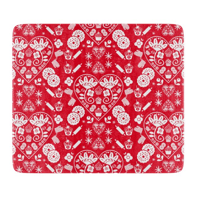 Planche À Découper Cupcake Baking Folk Art (Devant)