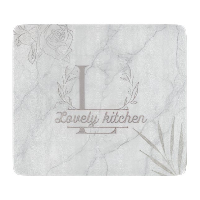 Planche À Découper Custom Letter White and Gray Marble Cutting Board (Devant)