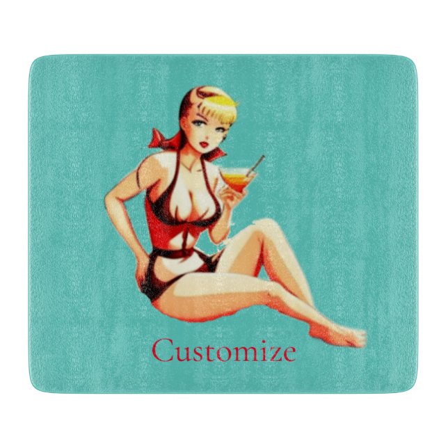 Planche À Découper Cute Blonde Martini Bikini Girl Thunder_Cove (Devant)