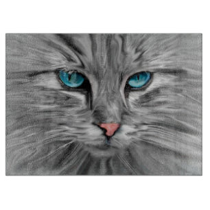 Planche À Découper Cute Cat Eyes Visage Eau Couleur Huile Peinture Ar