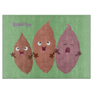 Planche À Découper Cute chantant des patates douces caricaturales lég