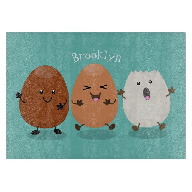 Planche À Découper Cute kawaii oeufs humoristique dessin animé (Devant)