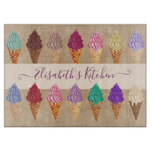 Planche À Découper Cute Pastel Aquarelle Crème de glace Funky Nom per