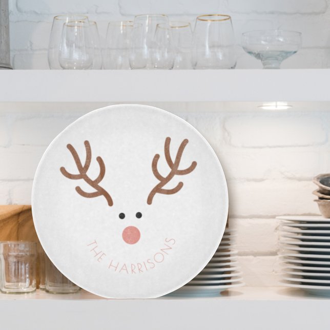 Planche À Découper Cute Reindeer Face Christmas Custom Cutting Board (Créateur téléchargé)