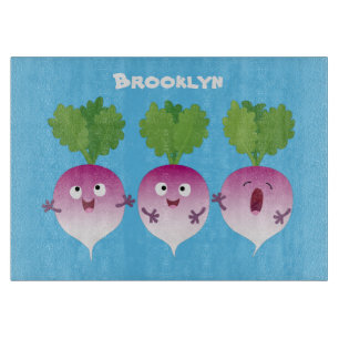 Planche À Découper Cute turnip légumes trio chanter dessin animé