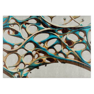 Planche à découper cyan foncé et or arabesque