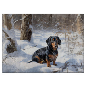 Planche À Découper Dachshund Qu'Il Neige Noël