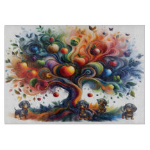 Dachshunds sous l'arbre aux fruits