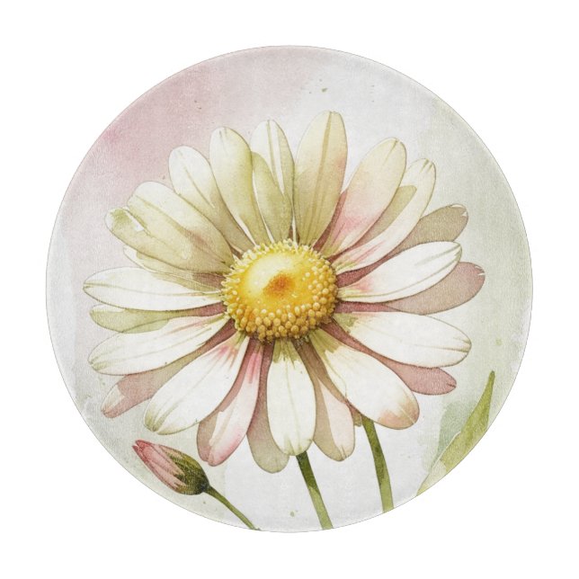 Planche À Découper Daisy Watercolor Flower Moderne Professionnel (Devant)