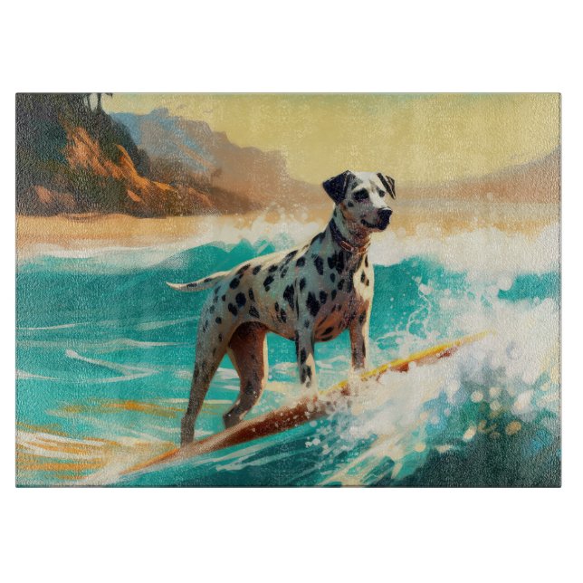 Planche À Découper Dalmation Plage Surf Peinture (Devant)