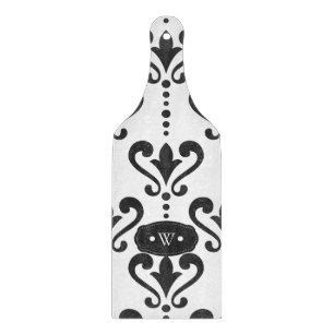 Planche À Découper Damas noir et blanc de luxe