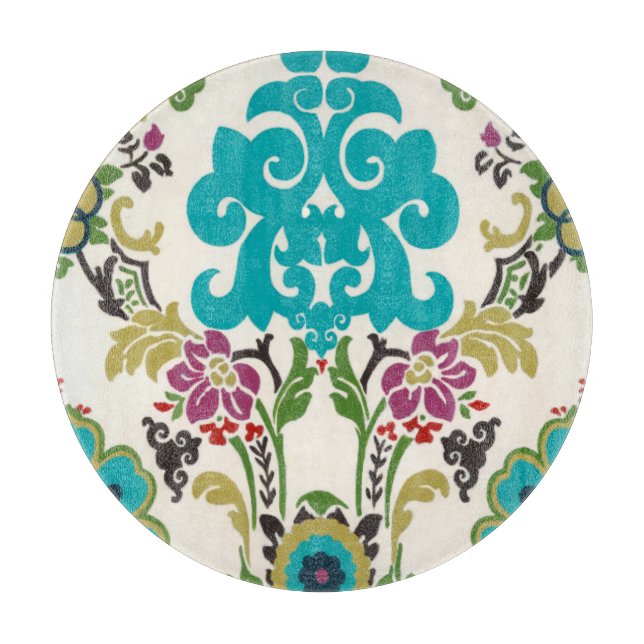 Planche À Découper Damask Floral Patterns Plum Turquoise (Devant)