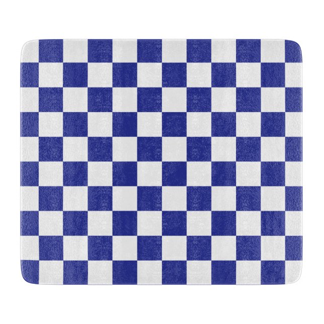 Planche À Découper Damier bleu et blanc  (Devant)