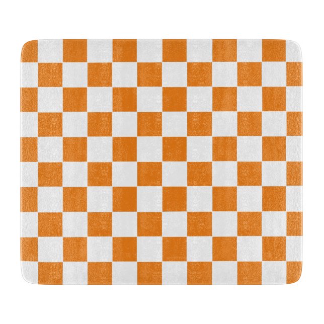 Planche À Découper Damier Orange et Blanc  (Devant)