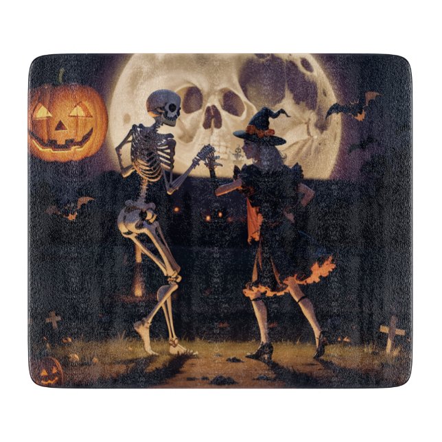Planche À Découper Dancing Skeleton Décoratif Verre Coupe (Devant)