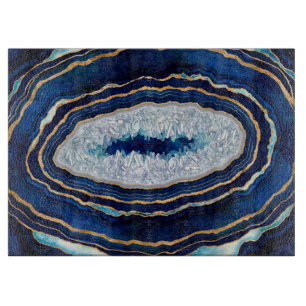 Planche À Découper Dark Blue Geode and Gold Digital Art