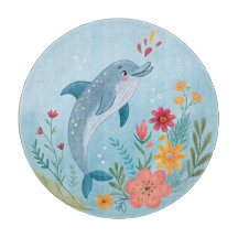 Dauphin et jardin de fleurs sauvages à l'aquarelle
