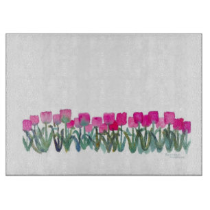 Planche à découper de la Tulipe rose printanière