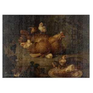 Planche à découper de "poule et de poulets"