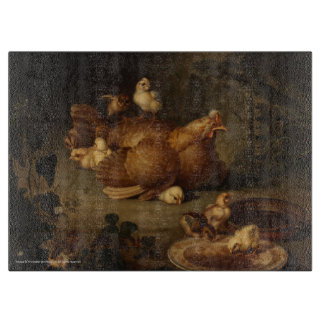 Planche à découper de "poule et de poulets"