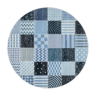 Planche À Découper Décor de courtepointe, patchwork géométrique, tons