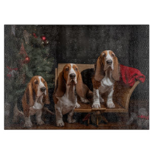 Planche À Découper Décor de Noël Basset Hound Snowy Sleigh