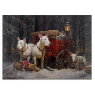Planche À Découper Décor de Noël Bull Terrier Snowy Sleigh