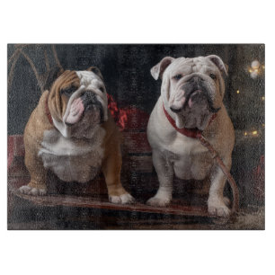 Planche À Découper Décor de Noël Bulldog Snowy Sleigh
