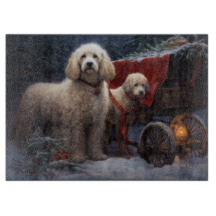 Planche À Découper Décor de Noël de caniche Snowy
